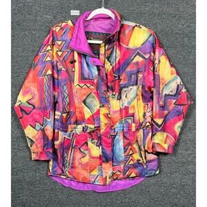 VTG Skiing Passport Innsbruck Winter Ski Jacket Womens Sz S Full Zip Geometric